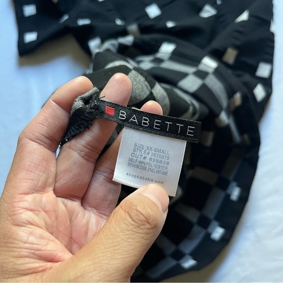 BABETTE SF black and white window pane geo print short sleeve lagenlook midi - Picture 5 of 5